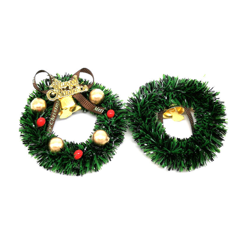 Wholesale 1:12 Mini Hard Shell Christmas Wreath Model with Bells and Glitter
